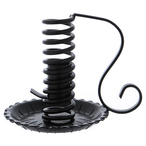 Castiçal em espiral em ferro preto diâm. 2.4 cm 1
