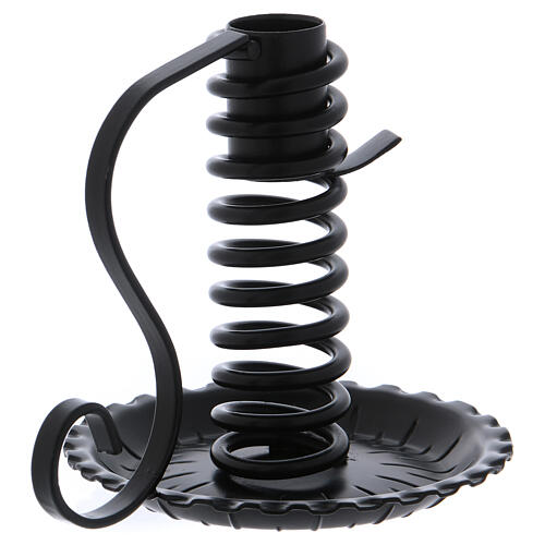 Castiçal em espiral em ferro preto diâm. 2.4 cm 2