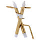 Modern-style cross-shaped candle holder in glossy gold-plated brass s2