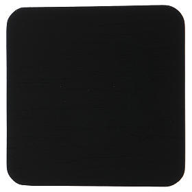Square candle holder plate in black knurled aluminium