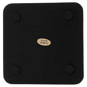 Piattino portacandele quadrato alluminio zigrinato nero