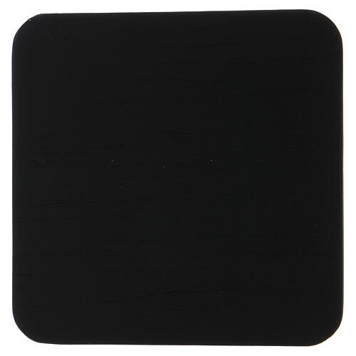 Square candle holder plate in knurled black aluminium 1