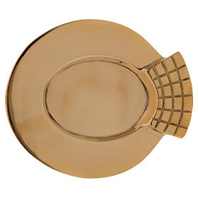 Oval candle holder with decorated edge in gold-plated brass