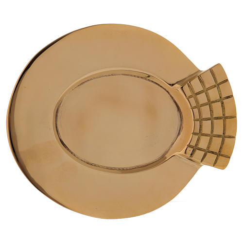 Oval candle holder with decorated edge in gold-plated brass 1