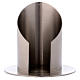 Tube-shaped candle holder with opening in matt silver-plated brass s1