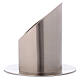 Tubular candle holder with opening in matte silver plated brass s2