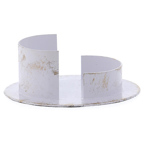 Oval candle holder in white brass 1