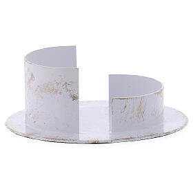 Oval candle holder in white brass