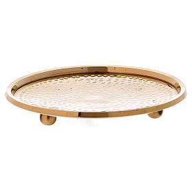 Tripod candle holder plate in gold-plated brass 