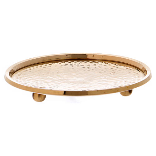 Tripod candle holder plate gold plated brass 1