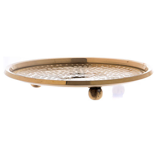 Tripod candle holder plate gold plated brass 2