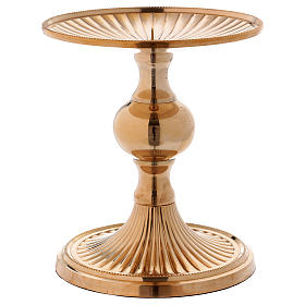 Decorated candle holder in gold-plated brass with jag
