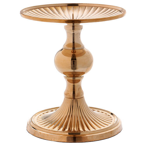 Decorated candle holder with spike in gold plated brass 1