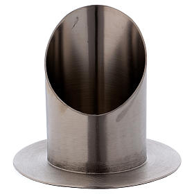 Tube-shaped candle holder in matt silver-plated brass diam. 7 cm