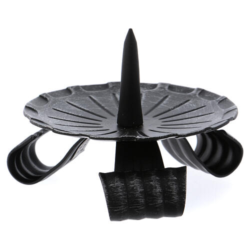 Black brass candlestick with spike and silver-colored shades 2