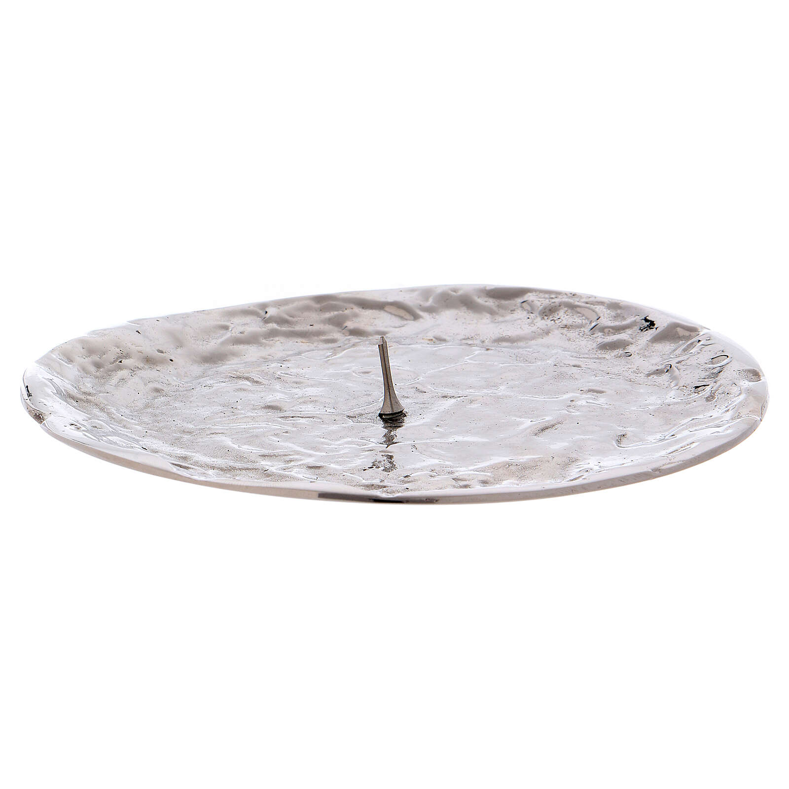 Candle holder plate with spike silverplated brass online sales on