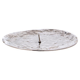 Candle holder plate with spike silver-plated brass