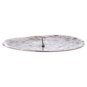 Candle holder plate with spike silver-plated brass