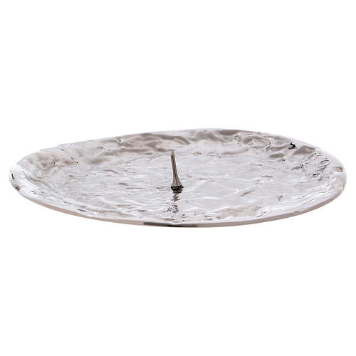 Candle holder plate with spike silver-plated brass 1
