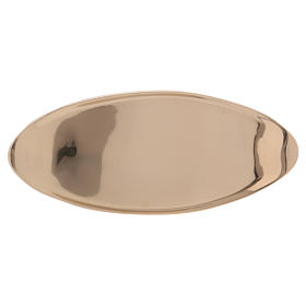 Oval candle holder in glossy gold-plated brass