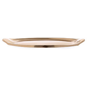 Oval candle holder in glossy gold-plated brass