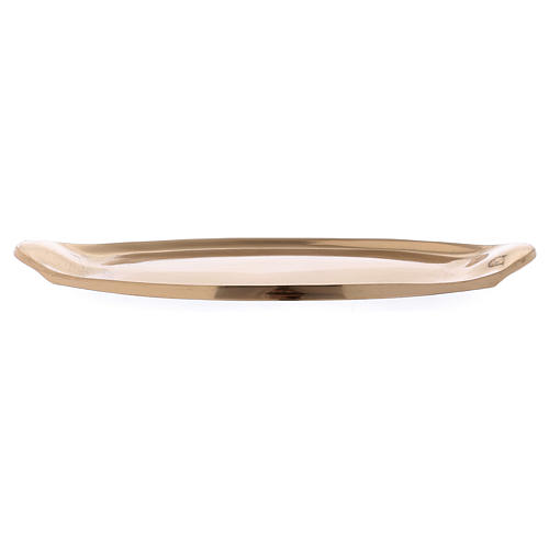 Oval candle holder in glossy gold-plated brass 2