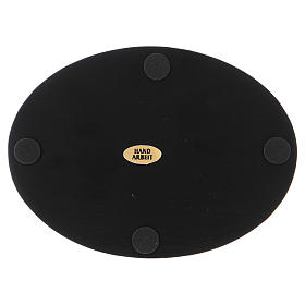 Oval candle holder plate in black aluminium