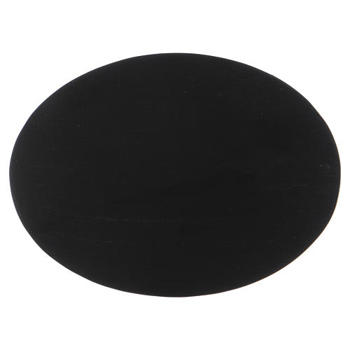 Oval candle holder plate in black aluminium 1