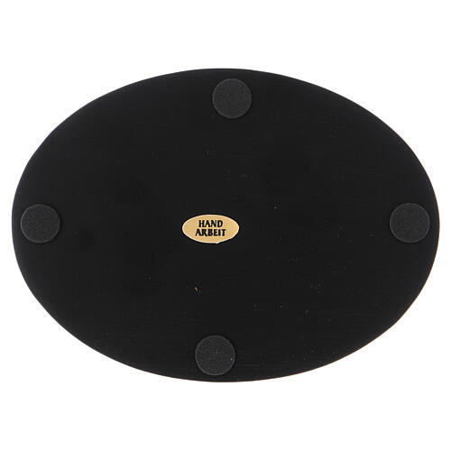 Oval candle holder plate in black aluminium 2