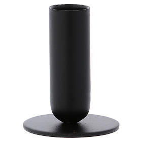 Tube-shaped candle holder in black iron