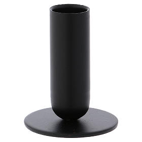 Tube-shaped candle holder in black iron