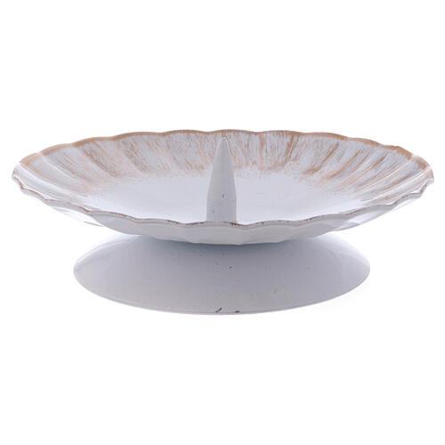 White aluminium candlestick with spike and gold-colored shades 1