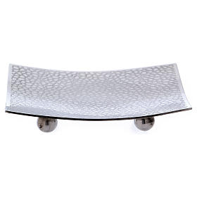Portacandele stile moderno quadrato alluminio nichelato
