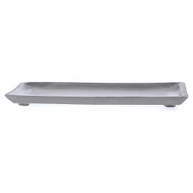 Rectangular candle holder plate with silver raised edge