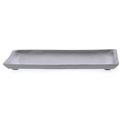 Rectangular candle holder plate with silver raised edge 1