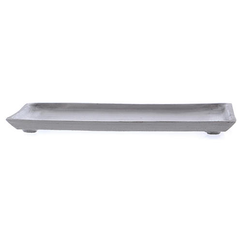 Rectangular candle holder plate with silver raised edge 2