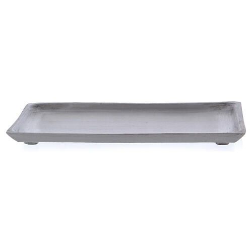 Rectangular candle holder plate with raised edge silver-plated aluminium 1