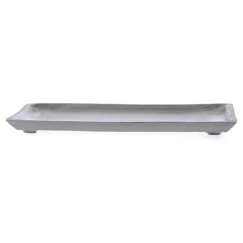 Rectangular candle holder plate with raised edge silver-plated aluminium 2