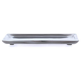 Platillo rectangular portavela aluminio plateado