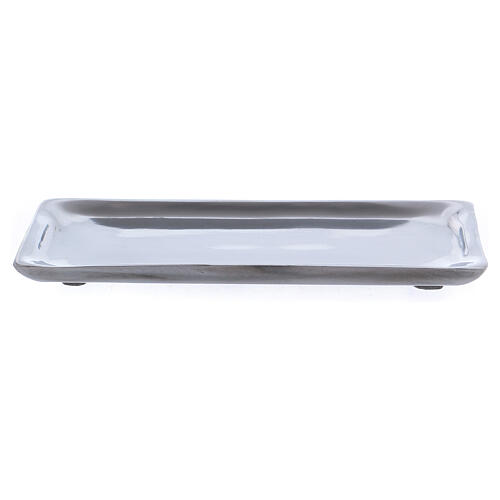 Rectangular candle holder plate in silver-plated aluminium 1