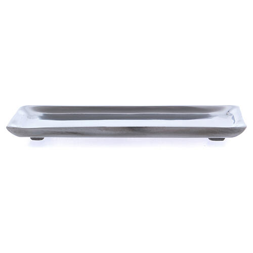 Rectangular candle holder plate in silver-plated aluminium 2