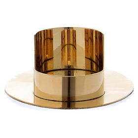 Oval candlestick in polished gold plated brass