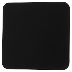 Square candle holder plate in black aluminium