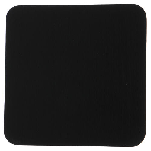 Square candle holder plate in black aluminium 1