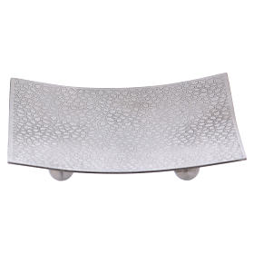 Modern-style square candle holder in silver-plated aluminium