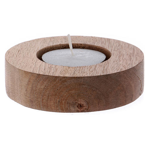 Candle holder in wood with raised tube-shaped edge 2