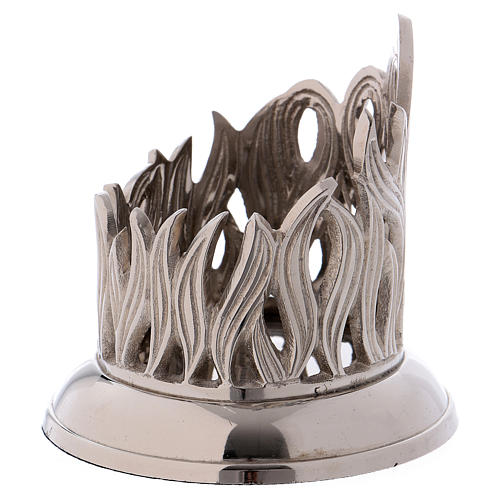 Tube-shaped candle holder in nickel-plated brass with flame decoration 2