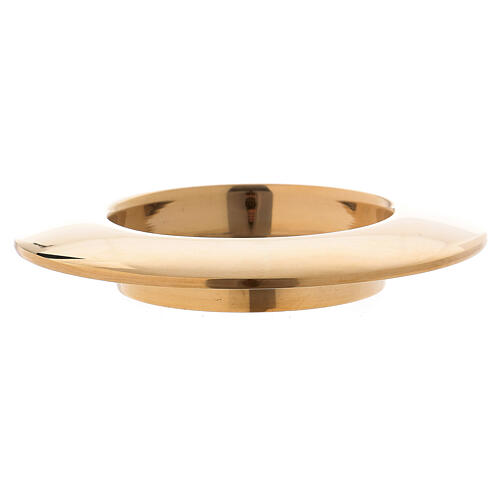 Polished gold plated brass candlestick with raised edge 1