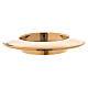 Polished gold plated brass candlestick with raised edge s1