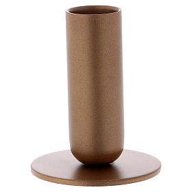 Tube-shaped candle holder in gold-plated iron